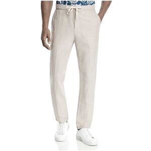 NWT JOHN VARVATOS Robbie Slim Fit Linen Diamond Pattern Beige Pants Mens 30x30